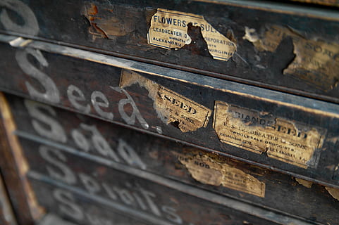gray, metal multi-drawer organizer, brown, wooden, organizer, wall, decor, old, old-fashioned, antique, wood - Material, dirty, obsolete, no people, day, close-up, indoors, architecture, text, communication, selective focus, metal, in a row, label, western script, stack, full frame, container, order, box, 4K, CC0, public domain, royalty free