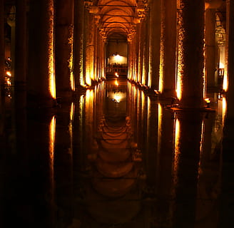 architektonický, fotografování, budova, jeskyně, sloupovitý, zrcadlení, krocan, Istanbul, cisterny, medusa cisterny, voda, antický, pasáž, podzemí, architektura, slavné místo, noc, svítí, stavba, uvnitř, v řadě, architektonický sloup, odraz, nikdo, náboženství, směr, místo uctívání, osvětlovací zařízení, cesta vpřed, víra, duchovno, Příroda, 1080P, CC0, veřejná doména, bez autorských práv
