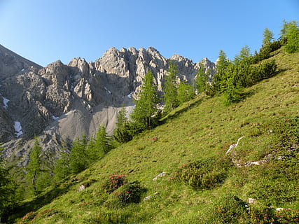 Formazioni rocciose, verde, montagna, montagne, Lienz, dolomiti, alpino, Austria, roccia, picco, roccioso, scena, ripido, terreno, scenario, ambiente, all'aperto, ecologia, geologia, scogliera, cresta, tranquillo, alto, eccezionale, topografia, vasto, elevazione, sereno, pianta, bellezza nella natura, scenics - natura, la tranquillità, scena tranquilla, cielo, scena non urbana, albero, natura, colore verde, giorno, crescita, paesaggio, nessuno, terra, erba, catena montuosa, formazione, picco di montagna, albero di conifere, 4K, CC0, dominio pubblico, privo di copyright