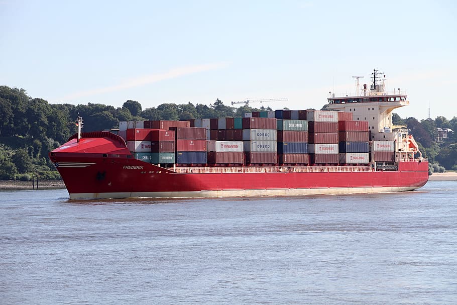 contenidor, vaixell, vaixell portacontenidors, port, Hamburg, carguero, Enviament, arrencada, aigua, terminal de contenidors, elbe, frachtschiff, plataforma de contenidors, transport, manipulació de contenidors, via fluvial, trànsit, marinera, vaixell nàutic, transport de mercaderies, manera de transport, contenidor de càrrega, negocis, mar, indústria, cel, naturalesa, cap gent, dia, vermell, ancorat, embarcacions de passatgers, 5K