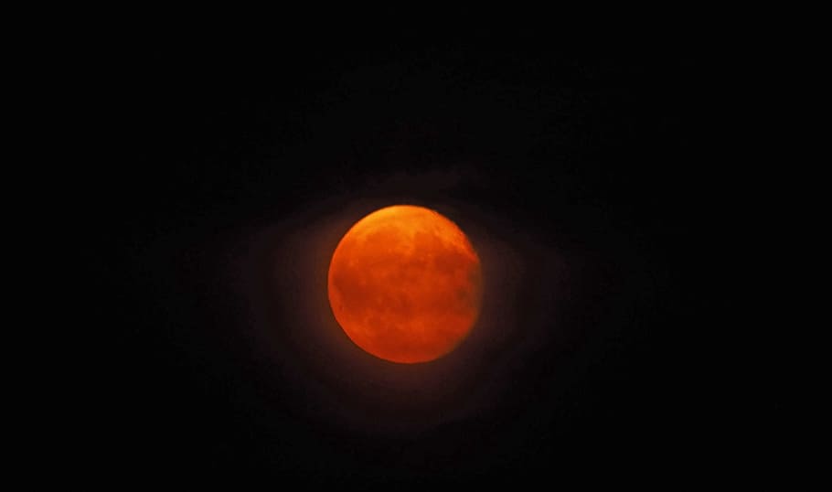Příroda, žít, oběh, měsíc, astronomie, zatmění, noc, povrch měsíce, prostor, nebe, úplněk, oranžová barva, krása v přírodě, přírodního jevu, nikdo, kruh, geometrický tvar, scenics - příroda, temný, tvar, klid, venku, klidné scény, černé pozadí, měsíční svit, planetární měsíc, 4K