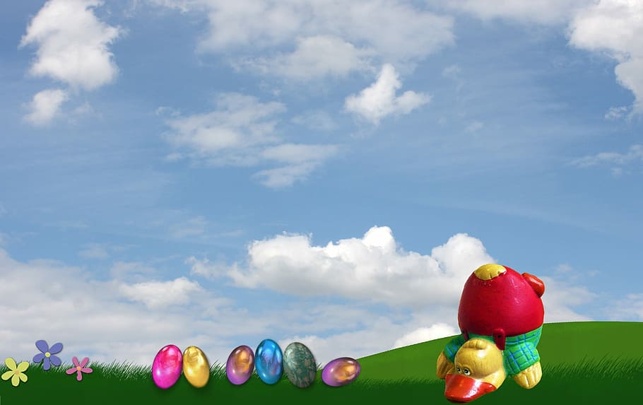 anatra, uova di Pasqua, Pasqua, divertente, in piedi sulla tua testa, cielo, blu, biglietto d'auguri, veramente, decorazione, ceramica, figura, disegni di Pasqua, Festival, nuvola - cielo, multicolore, giorno, all'aperto, nessuno, Palloncino, natura, Inquadratura dal basso, grande gruppo di oggetti, celebrazione, rosso, creatività, luce del sole, bellezza nella natura, variazione, di fila, divertimento, 1080P