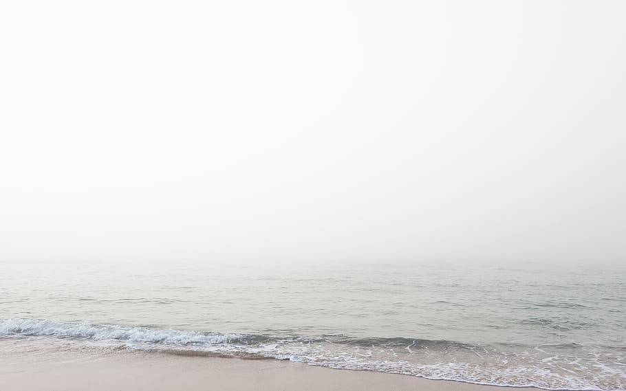 vln, spěchal, pobřeží, během dne, uklidnit, vlny oceánu, bílý, nebe, moře, pláž, vlna, voda, horizont nad vodou, horizont, kopie prostor, krása v přírodě, pohyb, scenics - příroda, přistát, klid, vodní sport, surfování, Příroda, den, klidné scény, venku, 4K