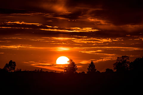 Dämmerung, Natur, Himmel, Sonnenuntergang, hinterleuchtet, Wolken, dunkel, dunkle Wolken, draußen, Silhouette, Sonne, Sonnenaufgang, Bäume, wolke - himmel, Schönheit in der Natur, Szenen - Natur, orange Farbe, Ruhe, Baum, ruhige Szene, Pflanze, keine Leute, Sonnenlicht, idyllisch, Umgebung, Nicht-städtische Szene, Dramatischer Himmel, Landschaft, 5K, CC0, gemeinfrei, lizenzfrei