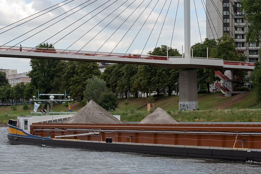 mannheim, neckar, pont, vaixell, arquitectura, estructura construïda, transport, connexió, pont - estructura feta per l'home, arbre, aigua, planta, enginyeria, dia, riu, naturalesa, exterior de l'edifici, cel, barana, viatjar, manera de transport, a l'aire lliure, 4K