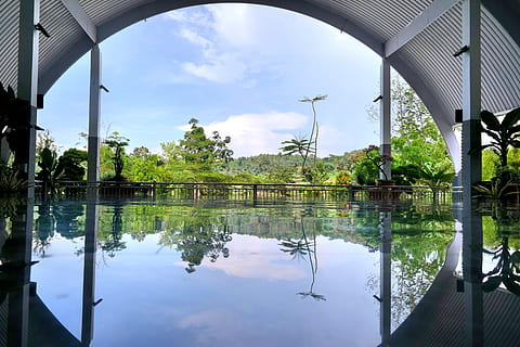 Reflexion, Himmel, Szene, hell, Wasser, Baum, wolke - himmel, See, gebaute Struktur, die Architektur, Pflanze, Natur, Tag, Gebäudehülle, keine Leute, Schönheit in der Natur, Ufergegend, draußen, Reise, Gebäude, Szenen - Natur, 5K, CC0, gemeinfrei, lizenzfrei