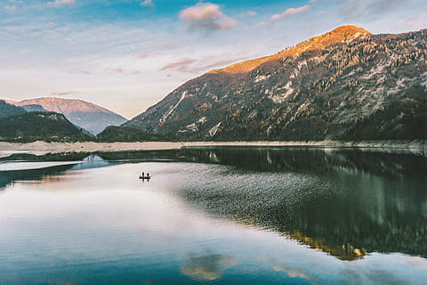 landscape photography, body, water, mountains, nature, landscape, mountain, clouds, sky, lake, river, travel, adventure, reflection, scenics, tranquil scene, mountain range, beauty in nature, tranquility, scenics - nature, environment, cloud - sky, no people, non-urban scene, land, idyllic, mountain peak, outdoors, dramatic landscape, snowcapped mountain, 5K, CC0, public domain, royalty free