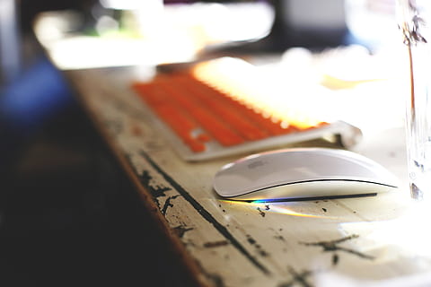 æble magiske mus, bord, mus, start op, notebooks, kreativ, computer, Selskab, bærbare computere, Silicon Valley, moderne, hjemmekontor, kontor, æble, tastatur, teknologi, computermus, computer tastatur, forretning, internet, pc, desktop pc, skrivebord, bærbar, udstyr, indendørs, stilleben, selektiv fokusering, tæt på, ingen mennesker, træ - materiale, fokus på forgrunden, mad og drikke, høj vinkel visning, metal, køkkenredskaber, arbejdsværktøj, mad, dag, husholdningsudstyr, gruppe af objekter, saks, valg, 5K, CC0, offentligt domæne, royaltyfrie