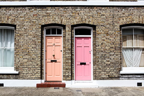 two, doors, together, daytime, pink, brown, wooden, Sundays, Columbia, Rd, window, architecture, house, building Exterior, architecture And Buildings, door, built Structure, facade, old, no People, residential Building, outdoors, entrance, building, day, closed, wall, residential district, pink color, security, wall - building feature, protection, safety, brick, 5K, CC0, public domain, royalty free