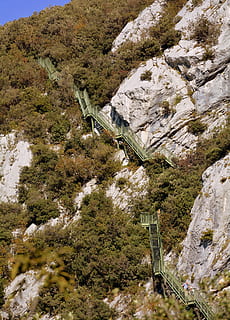 scale, mountain, excursion, sky, rock, busatte, trail, italy, garda, plant, tree, beauty in nature, day, nature, no people, scenics - nature, solid, growth, high angle view, non-urban scene, tranquility, rock - object, tranquil scene, outdoors, environment, landscape, rock formation, formation, 5K, CC0, public domain, royalty free