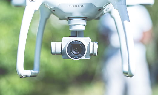 white, phantom, quadrocopter drone, camera, drone, flying, gadget, lens, technology, healthcare and medicine, close-up, focus on foreground, equipment, education, hospital, science, medical equipment, photography themes, day, no people, motion, outdoors, activity, green color, industry, efficiency, occupation, 5K, CC0, public domain, royalty free