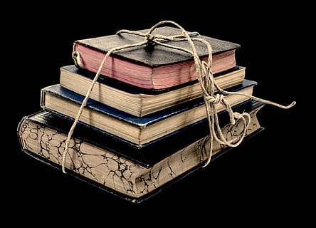 four, assorted-color, covered, books, book, old, pile, stack, bookshelf, collection, white, open, classic, group, text, university, antiquity, literature, isolated, page, wisdom, dirty, document, line, red, brown, study, yellow, history, black, literary, learn, object, research, studio shot, indoors, black background, cut out, no people, close-up, still life, tied up, copy space, chain, wood - material, hanging, string, antique, black color, metal, connection, 1080P, CC0, public domain, royalty free
