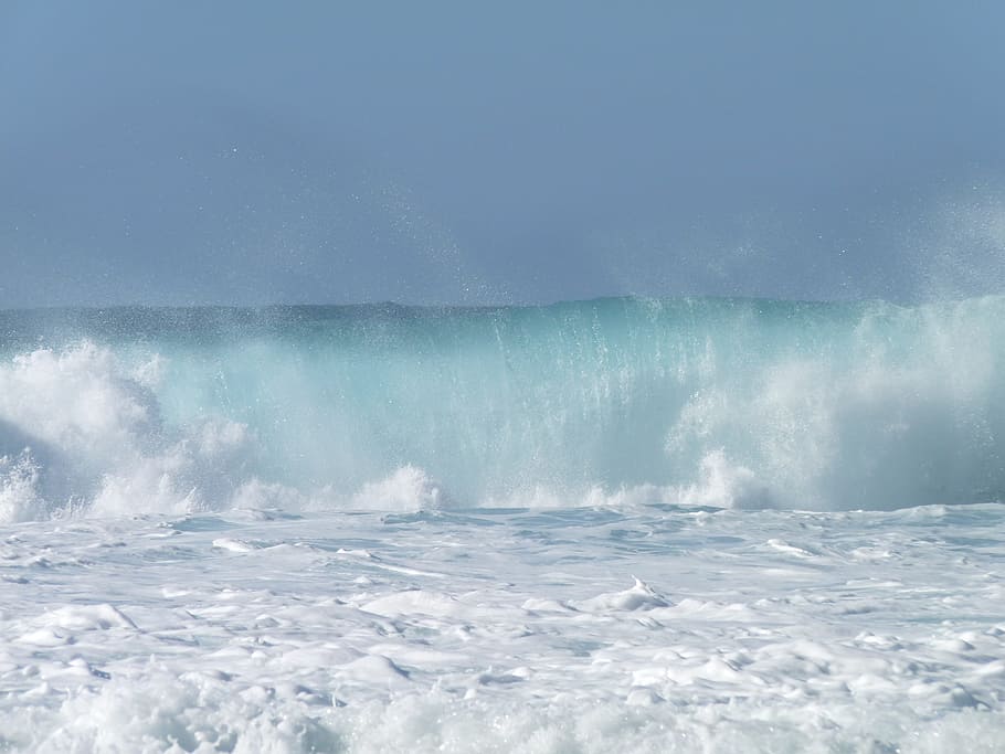 onda, spray, Surf, oceano, acqua, acqua, testa, oceano, acqua, capo, schiuma, surf oceanico, Pacifico, Hawaii, vacanza, costa, natura, blu, estate, viaggio, mare, Paesaggi, nessuno, all'aperto, energia, paesaggio, tempo metereologico, cielo, movimento, bellezza nella natura, scenics - natura, sport, sport acquatico, fare surf, giorno, orizzonte sull'acqua, potere in natura, spruzzi, orizzonte, 2K