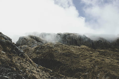 aerial, photography, elevated, mountain, covered, clouds, daytime, highland, cloud, sky, summit, ridge, landscape, nature, valley, fog, beauty in nature, scenics - nature, environment, tranquility, day, non-urban scene, cloud - sky, no people, tranquil scene, land, remote, plant, outdoors, mountain range, mountain peak, 5K, CC0, public domain, royalty free