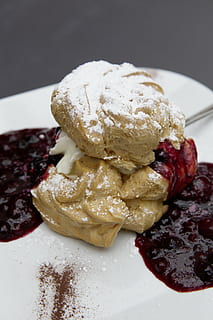 plate of dessert, bread, strawberry, jam, dessert, sweets, food, snack, sugar, powder, plate, restaurant, food and drink, sweet food, freshness, indulgence, indoors, studio shot, temptation, preparation, still life, ready-to-eat, sweet, close-up, no people, berry fruit, fruit, unhealthy eating, baked, serving size, high angle view, 5K, CC0, public domain, royalty free