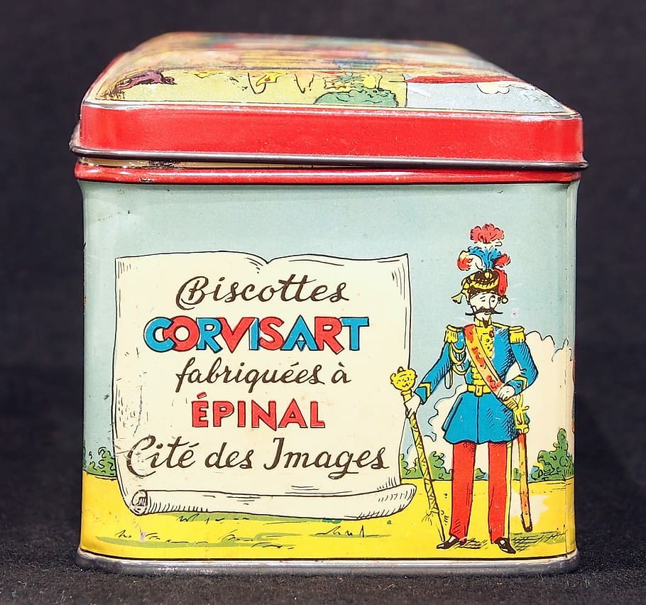corvisart, Caixa, llauna, paquet, biscottes corvisart, vell, retro, històric, contenidor, metall, text, a l'aire lliure, dia, cap gent, guió occidental, comunicació, multicolor, elecció, variació, vermell, menjar i beguda, menjar, arquitectura, signe, naturalesa, ciutat, bústia, primer pla, comoditat, 720P