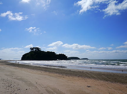 Boryeong, badstrand, himmel, moln, korea, blå, landskap, hav, vinterhav, strand, sand, vatten, landa, skönhet i naturen, moln - himmel, scenics - natur, natur, dag, horisont, horisont över vatten, lugn plats, lugn, utomhus, inget folk, träd, icke-urbana scenen, 2K, CC0, offentligt domän, royaltyfria