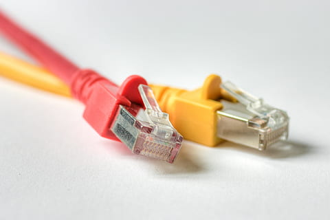 cable, technology, red, yellow, plug, network, network cables, computer, lines, line, connection, edp, patch cable, data cable, data processing, connections, bokeh, photo, network connection plug, computer cable, internet, computer network, wireless technology, white background, studio shot, communication, no people, indoors, business, computer equipment, close-up, single object, security, safety, economy, 2K, CC0, public domain, royalty free