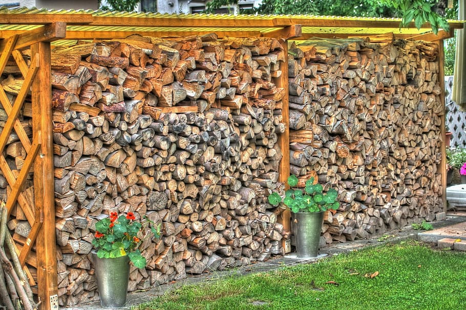 hdr, naturalesa, fusta, pila, llenya, faig, roure, agricultura, dia, a l'aire lliure, abella, cap gent, apicultura, abundància, planta, gran grup d'objectes, material de fusta, sòlid, registre, desforestació, paret de pedra, paret, bosc, arbre, estructura construïda, arquitectura, 1080P