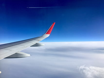 himmel, plan, moln, vinge, flyga, blå, flygplan, resa, flyg, se, luft, lugna, vitt moln, moln - himmel, transport, flygande, flygvinge, luftfordon, transportsätt, kommersiellt flygplan, flygindustrin, natur, inget folk, flygperspektiv, i luften, clouds, dag, utomhus, vind, ovan, 4K, CC0, offentligt domän, royaltyfria