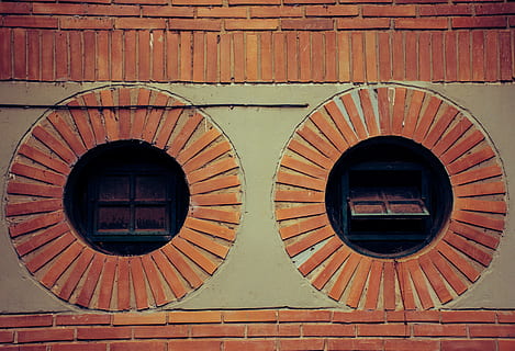 architecture, wall, old, brick, view, round, texture, cement, two, paraguay, stone, background, vintage, windows, day, built structure, full frame, building exterior, no people, geometric shape, window, pattern, circle, backgrounds, brown, shape, wall - building feature, wood - material, outdoors, brick wall, design, 4K, CC0, public domain, royalty free