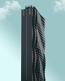 negre, de gran alçada, edifici, durant el dia, foto, gris, corb, torre, gratacels, arquitectura, blau, estructura construïda, exterior de l'edifici, cel, vista d’angle baix, ciutat, alta - alta, exterior d’edifici d’oficines, modern, oficina, naturalesa, dia, cap gent, a l'aire lliure, núvol - cel, llum solar, negocis, equips de construcció, 2K, CC0, domini públic, lliure de regalies