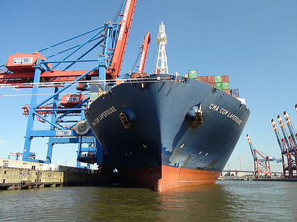 enviar, Puerto, envase, exportar, carga, negocio, importar, grua, muelle, logística, industrial, buque, agua, transporte, Transporte de carga, industria, Envío, contenedor de carga, barco náutico, modo de transporte, muelle comercial, barco mercante, arquitectura, mar, naturaleza, cielo, grúa - maquinaria de construcción, maquinaria, al aire libre, nadie, 2K, CC0, dominio público, libre de derechos