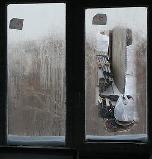 window, winter, construction, tools, through the window, outdoors, no people, glass - material, day, indoors, transparent, old, close-up, architecture, metal, wood - material, abandoned, built structure, building, auto post production filter, nature, transfer print, equipment, control, 1080P, CC0, public domain, royalty free