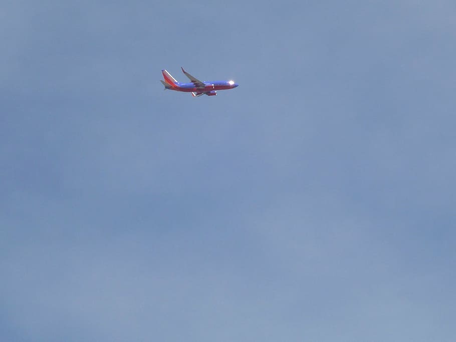 avió, núvols, cel, volant, blau, transport, vermell, viatjar, naturalesa, vehicle aeri, vista d’angle baix, manera de transport, a l'aire, moviment, dia, cap gent, cel clar, en moviment, còpia espai, a l'aire lliure, llibertat, avió privat, 4K