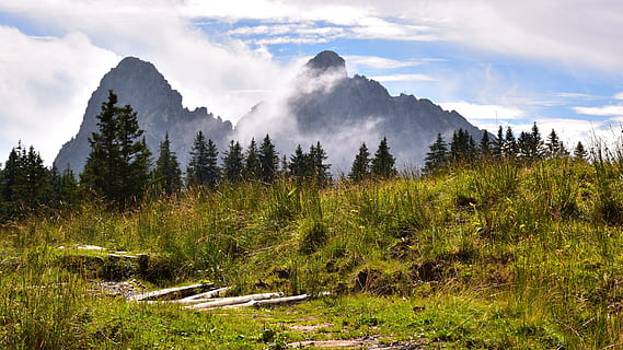 peyzaj, dağlar, bulutlar, iz, mitler, isviçre, görünüm, doğa, ağaç, gökyüzü, doğada güzellik, bulut - gökyüzü, bitki, manzaralar - doğa, arazi, sakin sahne, huzur, orman, yeşil renk, çevre, dağ, kentsel olmayan sahne, çimen, insansız, büyüme, gün, çam ağacı, çam ormanları, açık havada, iğne yapraklı ağaç, dağ zirvesi, 5K, CC0, kamu malı, telif ücretsiz