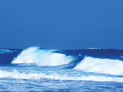 bølger, panorama, strand, hav, bølge, blå, natur, surf, vand, breaking, kystlinje, sprøjt, bevægelse, vandsport, sport, magt i naturen, surfing, strøm, skønhed i naturen, himmel, horisont over vand, skyfri himmel, kopiere plads, horisont, scenics - natur, udendørs, vind, 4K, CC0, offentligt domæne, royaltyfrie