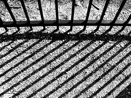 porte, architecture, antique, ombre, le fer, sol, rail, lumière, métal, clôture, ancien, noir et blanc, Floride, prison, roches, cailloux, des pierres, Halloween, arrière-plans, modèle, abstrait, personne, lumière du soleil, journée, vue grand angle, la nature, plein cadre, barrière, frontière, en plein air, transport, se concentrer sur l'ombre, rue, sécurité, balustrade, 2K, CC0, domaine public, libre de droits