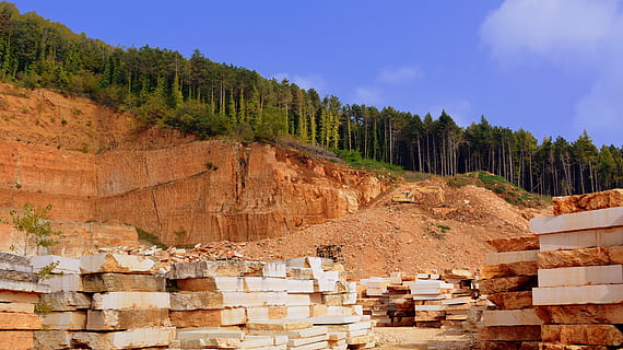 marble, stone, quarry, forest, mountain, shipyard, tree, architecture, nature, industry, stack, no people, plant, sky, land, non-urban scene, history, mining, solid, outdoors, day, built structure, scenics - nature, the past, travel destinations, 4K, CC0, public domain, royalty free