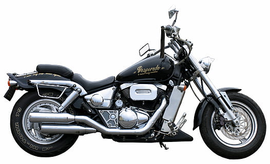 black, chrome cruiser motorcycle, vehicle, engine, wheel, wheels, motorcycle, fast, go flat out, racing, speed, motorcycle racing, metal, frame, seating, fender, traffic, mode of transportation, transportation, white background, cut out, land vehicle, studio shot, stationary, chrome, single object, riding, no people, motorsport, silver colored, side view, bicycle, leather, luxury, 2K, CC0, public domain, royalty free
