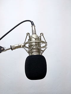 equipament, micròfon, Dispositiu d'entrada, cap gent, música, a l'interior, tir de l'estudi, sol objecte, tecnologia, comunicació, còpia espai, primer pla, estudi, metall, fons blanc, cultura i entreteniment artístic, equip de gravació de so, generació de combustible i energia, connexió, funció de construcció de parets, absència, equipament elèctric, 4K, CC0, domini públic, lliure de regalies