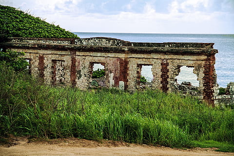 restos, junto a, mar, tiempo de día, antiguo, pared, ladrillo, ruina, Envejecido, estructura, hormigón, edificio, piedra, cielo, arquitectura, planta, hierba, abandonado, dañado, historia, tierra, estructura construida, el pasado, atropellar, obsoleto, nadie, naturaleza, color verde, disminución, día, deterioro, vieja ruina, arruinado, 4K, CC0, dominio público, libre de derechos