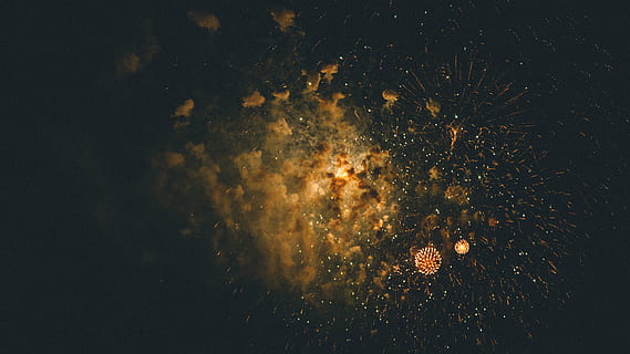 dark, fireworks, night, sky, smoke, illuminated, no people, low angle view, nature, firework, celebration, firework display, outdoors, exploding, lighting equipment, astronomy, motion, space, glowing, event, tranquility, arts culture and entertainment, space and astronomy, 5K, CC0, public domain, royalty free