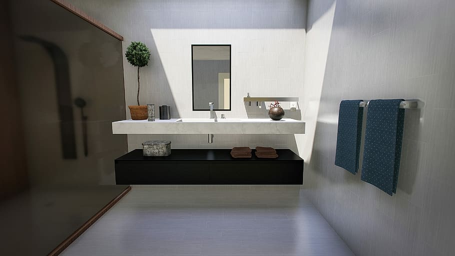 rectangular, negre, fusta, emmarcat, mirall, paret, bany, modern, disseny, il·luminació, interior, casa, bany modern, habitació, pica, luxe, arquitectura, aixeta, netejar, blanc, dutxa, tovallola, decoració, pis, vidre, 3d, render, representació, vivent, còmode, somni, visualització, arquitectònic, a l'interior, taula, interior de casa, mobles, habitació domèstica, interior de l'aparador, equips d’il·luminació, sala d'estar, absència, seient, cap gent, sòls, riquesa, llum elèctrica, estils de vida, taula de cafè, 4K