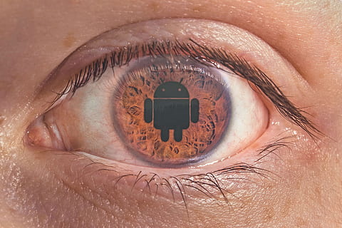 foto, persona, ull, android, iris, marró, fanboy, smartphones, android fan, dependència del telèfon mòbil, buscant un telèfon intel·ligent, artificial, vista, ull humà, part del cos, pestanya, una persona, part del cos humà, percepció sensorial, primer pla, primer pla extrem, persones reals, adult, globus ocular, reflexió, persona irreconeixible, retrat, mirant, dones, macro, iris - ull, rostre humà, cella, parpella, 5K, CC0, domini públic, lliure de regalies