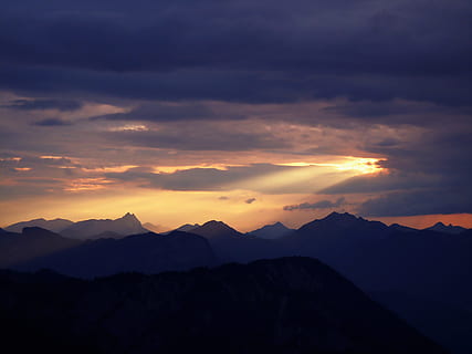 landscape photo, sunrise, alpine, sky, clouds, mountains, mountain landscape, austria, mountain panorama, allgäu, view, nature, holiday, mountain, sunset, mountain range, beauty in nature, tranquility, scenics - nature, cloud - sky, tranquil scene, silhouette, environment, landscape, sun, no people, dramatic sky, idyllic, sunlight, majestic, mountain peak, outdoors, 4K, CC0, public domain, royalty free
