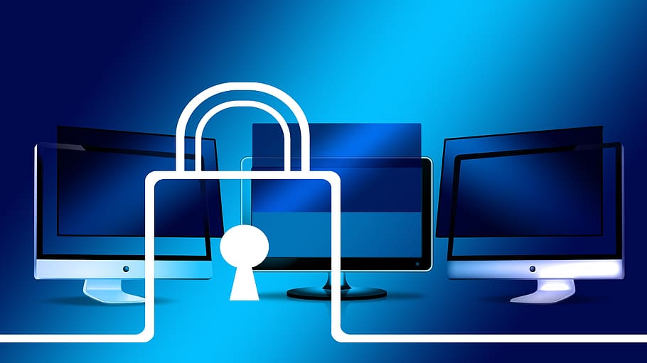 tre, argento, nero, computer, tenere sotto controllo, clipart, castello, lucchetto, sicurezza, sicuro, protezione, spento, simboli, in linea, Internet, www, web, In tutto il mondo, World Wide Web, comunicazione, scienza del computer, digitale, Rete, networking, ricerca, social media, sociale, corso, tecnologia, blu, attrezzatura informatica, tecnologia wireless, schermo del computer, connessione, rete di computer, schermo a cristalli liquidi, attività commerciale, design, mezzo di informazione, girato in studio, scaricamento, moderno, nessuno, dati, in casa, tridimensionale, schermo piatto, sfondo blu, comunicazioni globali, composito digitale, 5K