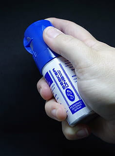 attack, spray, alarm, rape, woman, student, fear, help, dna, forensic, victim, human hand, hand, holding, human body part, blue, one person, indoors, studio shot, finger, close-up, human finger, body part, lifestyles, black background, real people, unrecognizable person, technology, food and drink, women, 4K, CC0, public domain, royalty free