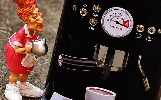 coffee, waitress, operation, tea, control, figure, bistro, bar, restaurant, funny, decoration, gastronomy, delicious, indoors, people, food and drink, time, childhood, adult, table, arts culture and entertainment, archival, food, clock, still life, human representation, fashion, lifestyles, occupation, women, studio shot, luxury, 2K, CC0, public domain, royalty free