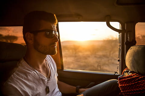 man, sitting, vehicle, golden, hour, wearing, sunglasses, behind, driver, set, inside, car, sunrise, guy, face, beard, fashion, people, jeep, sunset, transportation, driving, one man only, one person, road trip, adult, adults only, only men, vehicle interior, mode of transportation, portrait, travel, sky, men, young adult, nature, headshot, window, young men, journey, glasses, sun, outdoors, 5K