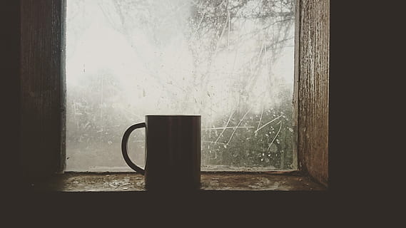 white, ceramic, mugs, brown, wooden, glass frame window panel, glass, frame, window, panel, black, cold, cups, gray, old, windows, winter, wood, wood - Material, indoors, backgrounds, old-fashioned, cup, no people, day, close-up, glass - material, transparent, still life, nature, table, mug, food and drink, window sill, reflection, absence, 2K, CC0, public domain, royalty free