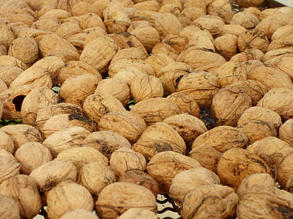 Fruta, nueces, nuez, poder, fruta seca, comer, comida y bebida, comida, gran grupo de objetos, fotograma completo, abundancia, antecedentes, frescura, bienestar, alimentación saludable, nuez - comida, naturaleza muerta, nadie, de cerca, marrón, en venta, cáscara de nuez, mercado, bocadillo, 4K, CC0, dominio público, libre de derechos
