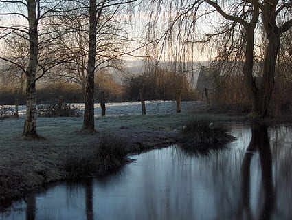 lys, hoppe, vinter, træ, natur, vand, sø, flod, koldtemperatur, landskab, afspejling, sne, rolig scene, scenics, bare træ, udendørs, plante, ro, scenics - natur, ingen mennesker, skønhed i naturen, jord, ikke-urbane scene, havnefronten, bagagerum, træstamme, 2K, CC0, offentligt domæne, royaltyfrie