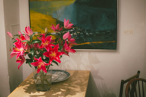 blomster i cafe, blomster, cafe, Andet, indendørs, blomst, hjem interiør, vase, dekoration, hjemlige værelse, vindue, ingen mennesker, plante, indretning, moderne, bord, design, rød, blomstrende plante, friskhed, natur, skønhed i naturen, skrøbelighed, tæt på, sårbarhed, blomsterhoved, møbel, blomster arrangement, glas - materiale, arrangement, glas, indstilling, bakke, 4K, CC0, offentligt domæne, royaltyfrie