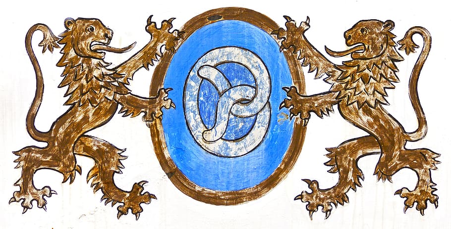 mural, gremi, artesania, fleca, pretzel, lleó, signe publicitari, publicitat, pintura, hauswand, negocis, música, art i artesania, representació animal, religió, animal, història, arquitectura, representació, blau, cap gent, el passat, creença, creativitat, temes d'animals, espiritualitat, fauna animal, antic, ornamentat, color daurat, antiguitat, àngel, 4K