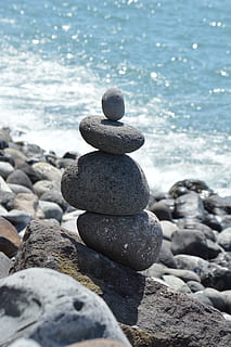 Steinmann, sten-, tårn, hav, natur, la reptiler, klippe, strand, vand, balance, solid, sten - objekt, stak, rullesten, jord, zen-lignende, rock-objekt, ingen mennesker, ro, dag, skønhed i naturen, udendørs, 5K, CC0, offentligt domæne, royaltyfrie